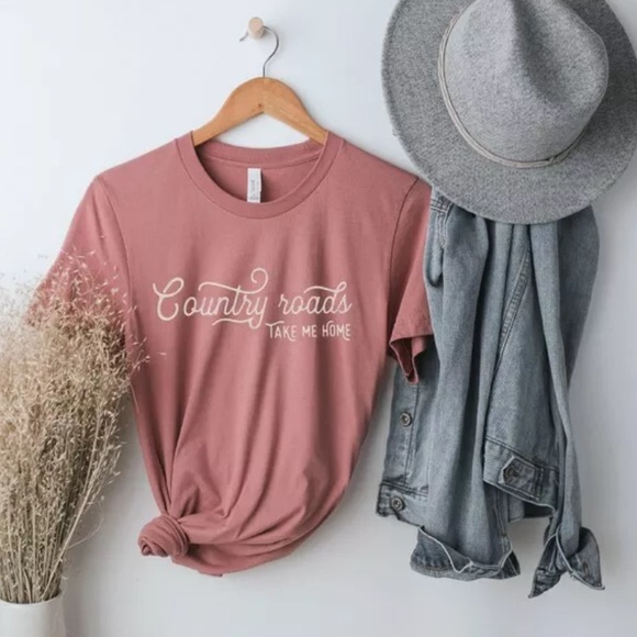 Tops - SOLD OUT Mauve Country Roads Take Me Home Bella Graphic Tee